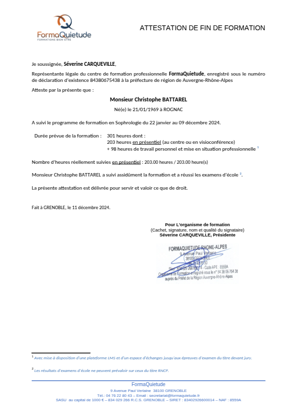 photo diplome Christophe battarel