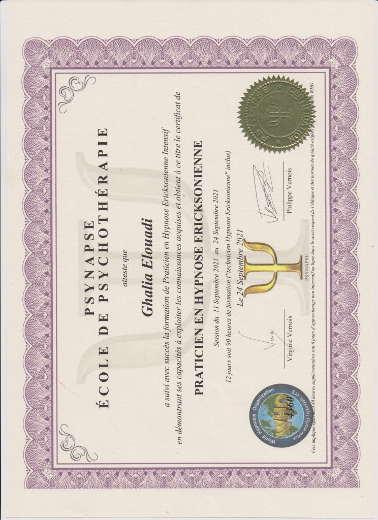 photo activite Ghalia Sophrologie Hypnothérapie