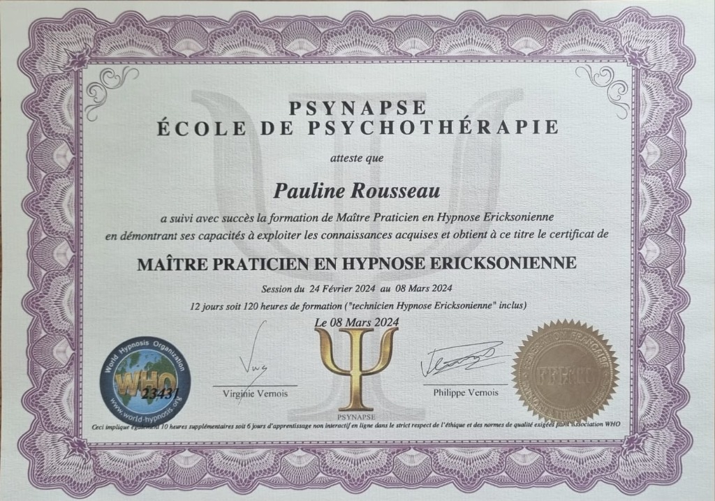 photo diplome Pauline ROUSSEAU