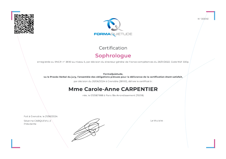 photo diplome CarO’Naturel