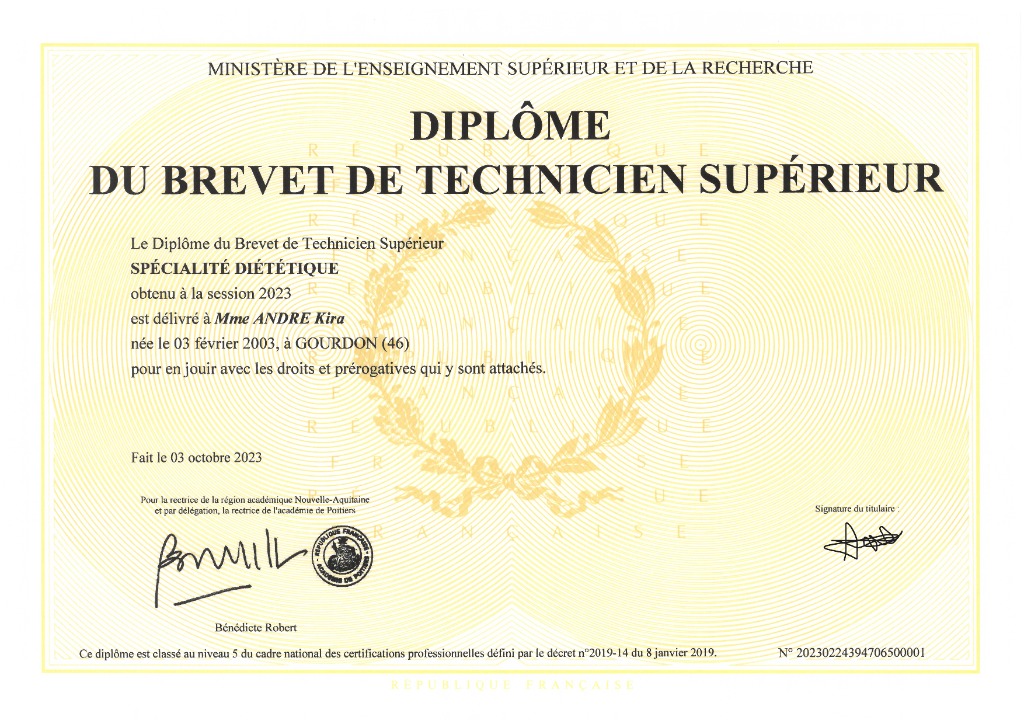 photo diplome Kira Andre