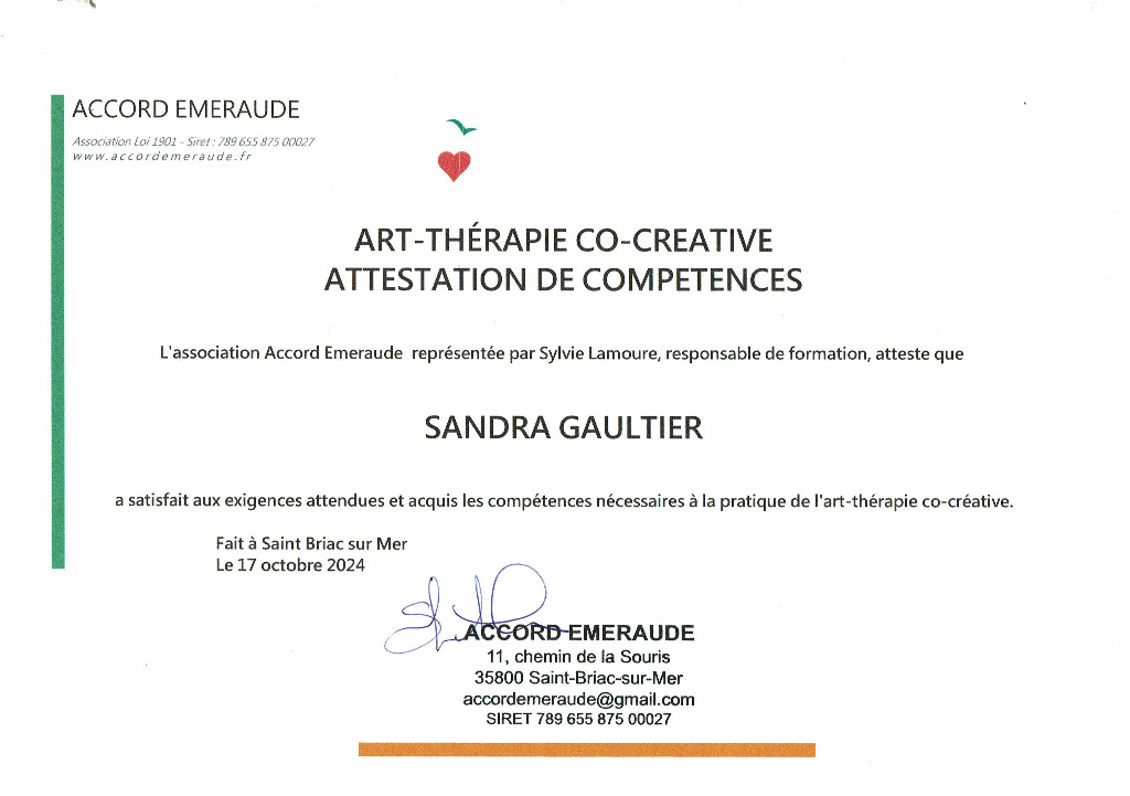 photo diplome Souffle d’Inspiration - Sandra Gaultier