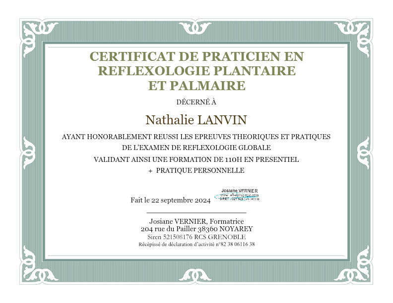 photo diplome Nathalie Lanvin