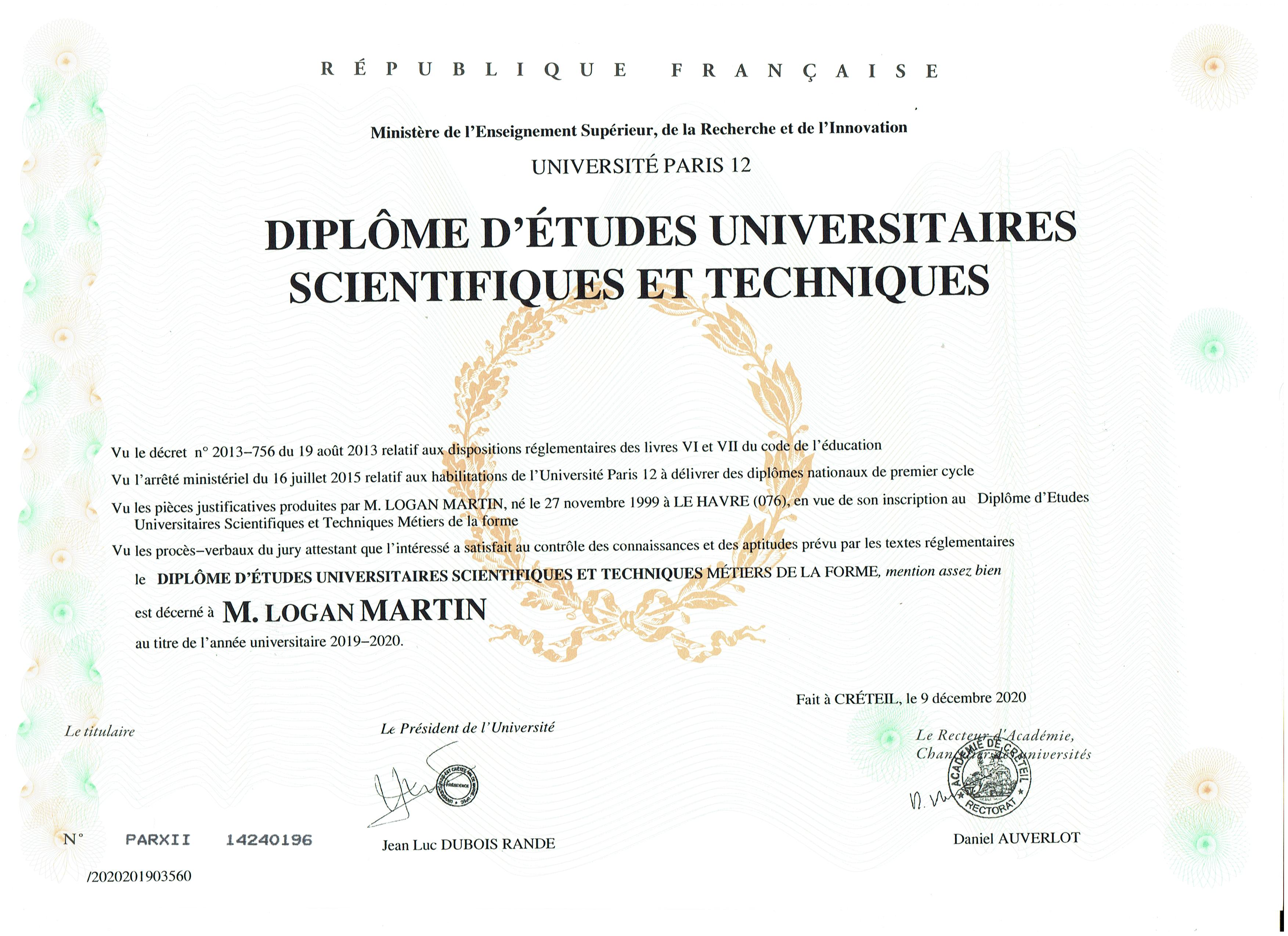 photo diplome Logan Martin