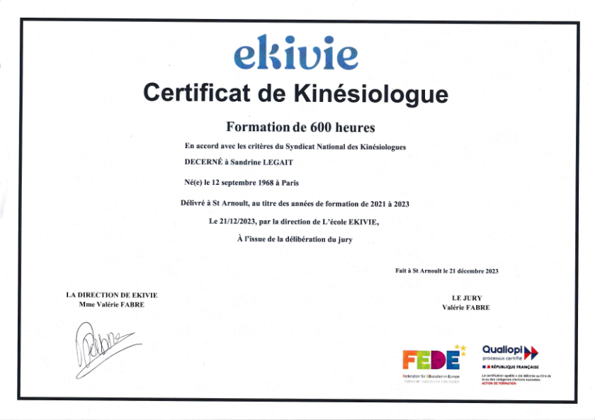 photo diplome Sandrine LEGAIT