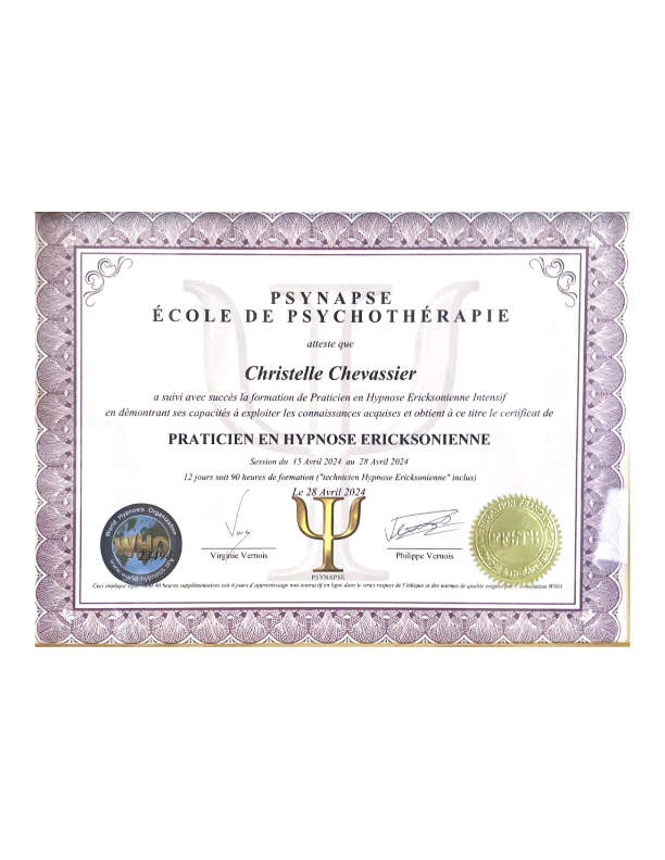 photo diplome Thérapie Tempo Harmonie