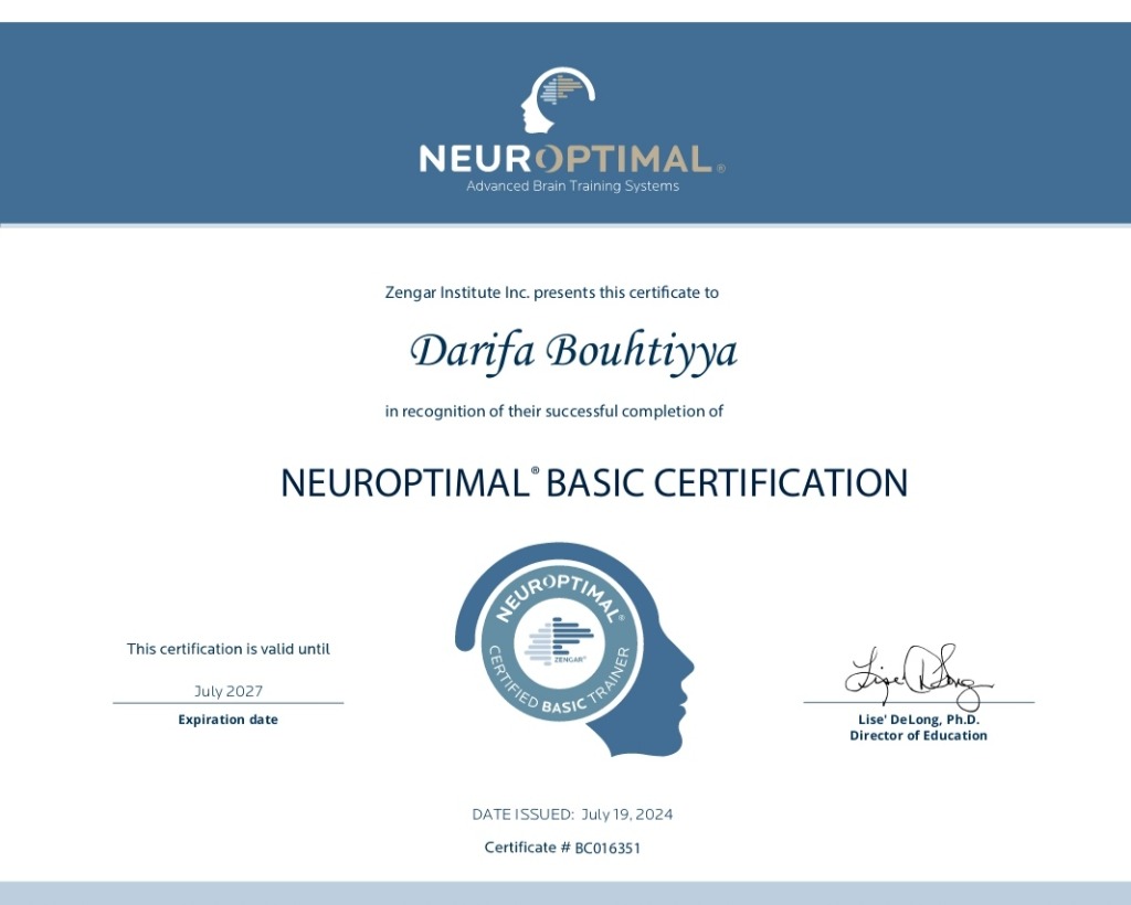 photo diplome Db neurofeedback