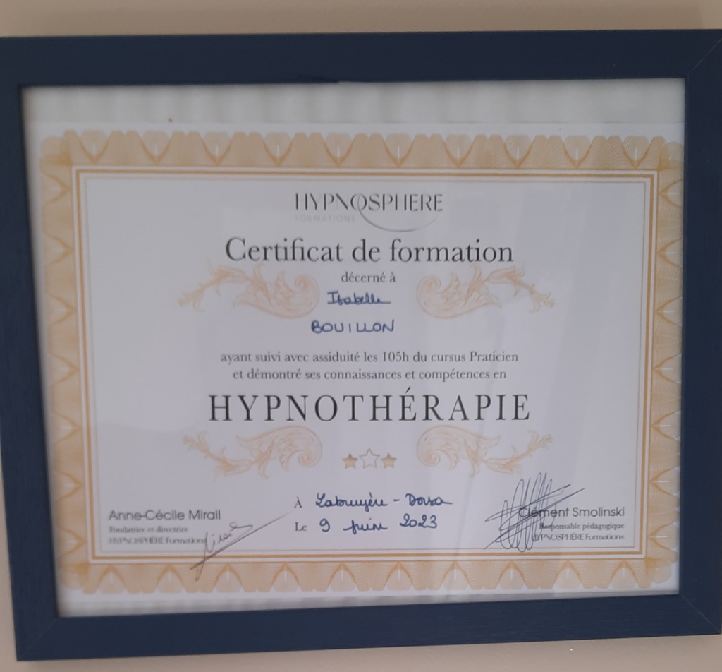 photo diplome Isabelle Bouillon