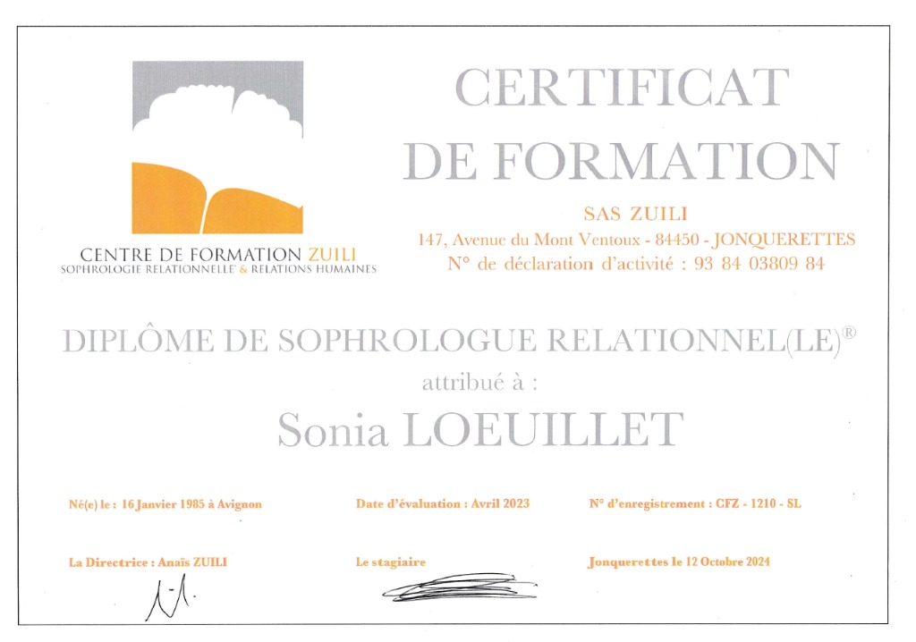 photo diplome Sonia Loeuillet