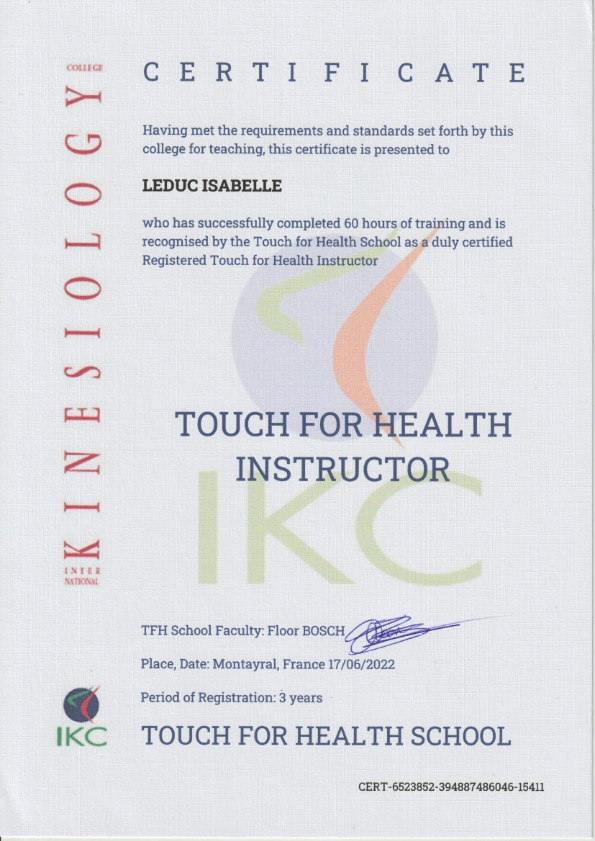 photo diplome Isabelle LEDUC