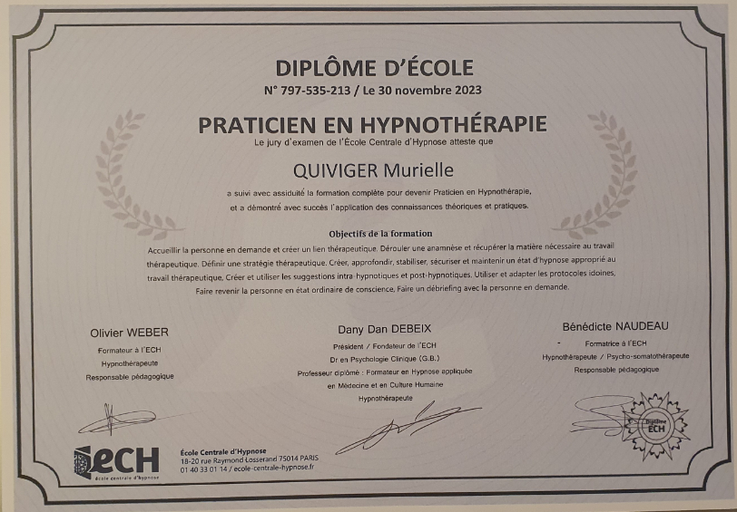 photo diplome Murielle Quiviger 