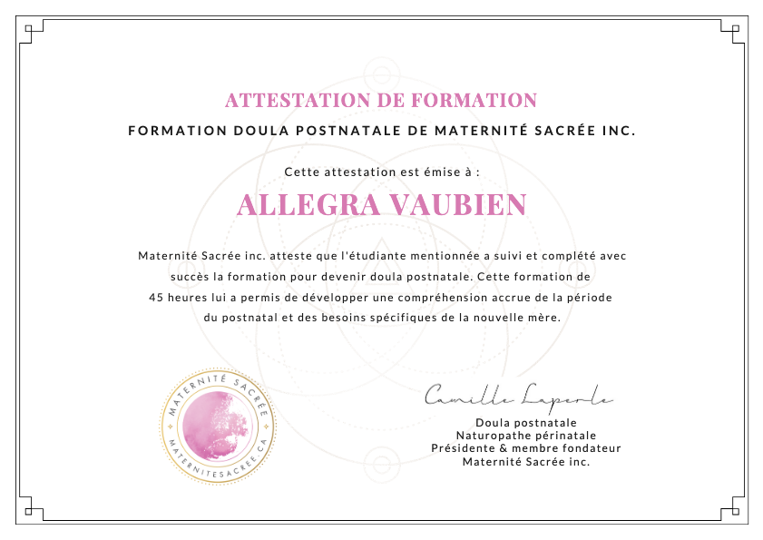 photo diplome Allegra Vaubien