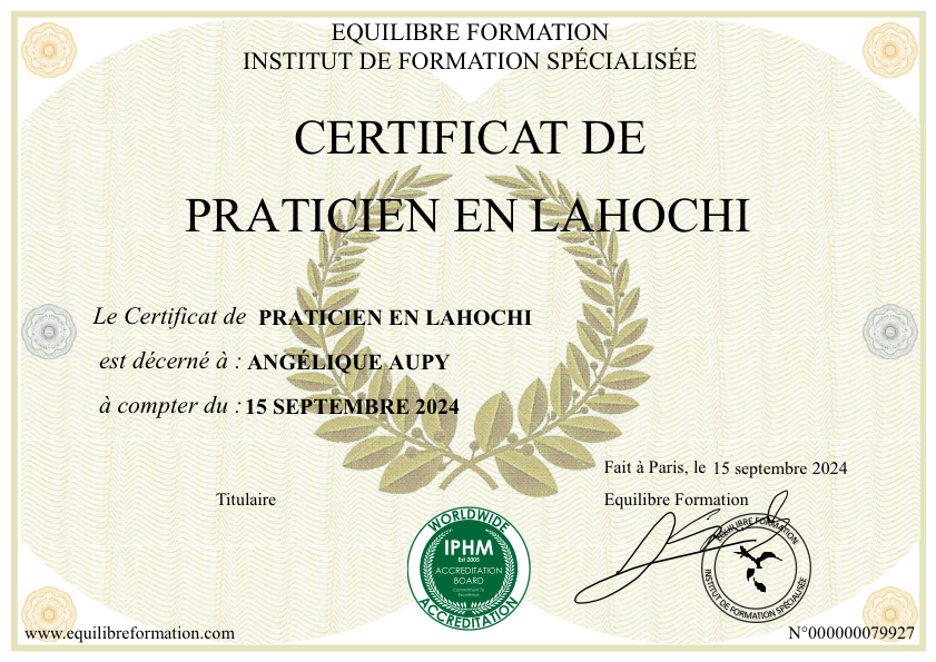 photo diplome Angélique Magnétiseuse 