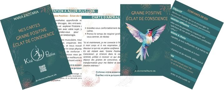 illustration 🌱 Graine Positive – Éclat de Conscience. Jeu de cartes de développement personnel – outil de soutien thérapeutique