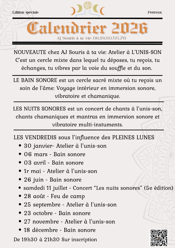 illustration Calendrier 2026 des ateliers