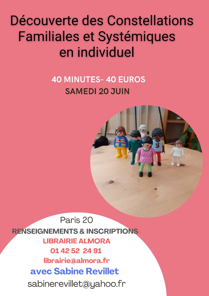 illustration Séance découverte des constellations familiales en séance individuelle à la librairie Almora le samedi 20 juin 2026 ! Inscriptions auprès de la lib