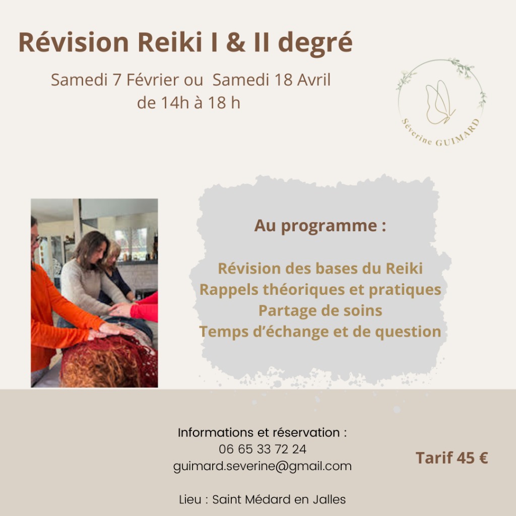 illustration Après-midi Révision Reiki 1er & 2e degré & Partage de soins