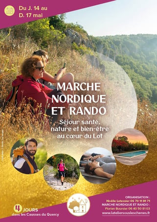illustration Marche nordique, rando et méditation Séjour santé, nature et bien-être au cœur du Lot