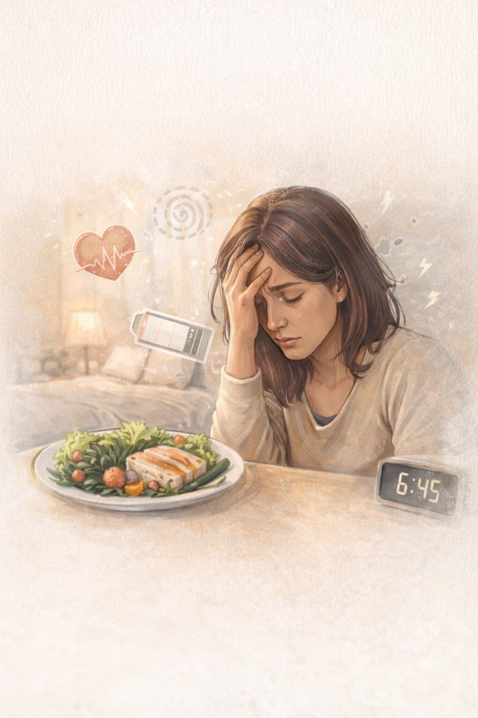 illustration 🌿 Et si le problème n’était pas ce que tu manges… mais ton rythme ?