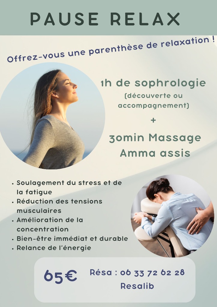 illustration Pause relax max : 1h de sophro + 30min massage assis