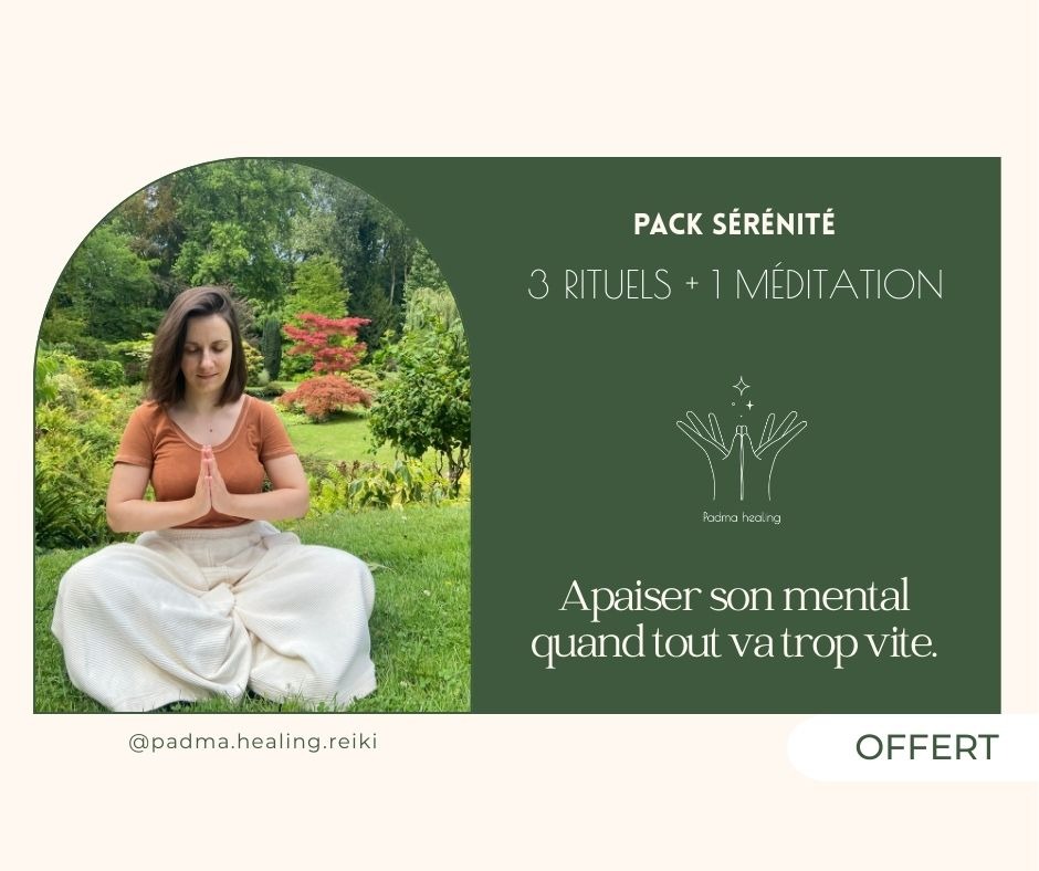 illustration Pack Sérénité Offert : 3 Rituels & 1 Méditation pour apaiser votre mental ✨