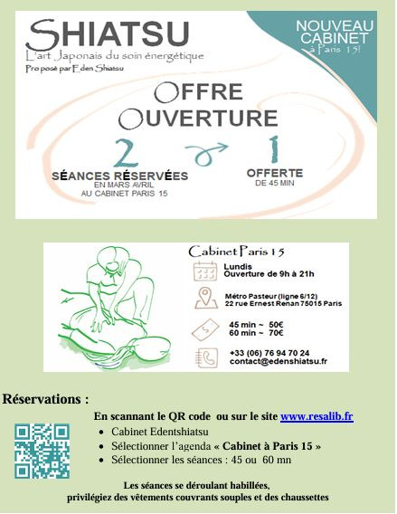 illustration Offre promotionnelle d'inauguration du cabinet Edenshiatsu