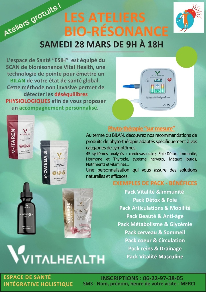 illustration BIORÉSONANCE - BILAN PHYSIOLOGIQUE - OFFERT - Faîtes un état de votre santé, et repartez avec des pistes de résolution.