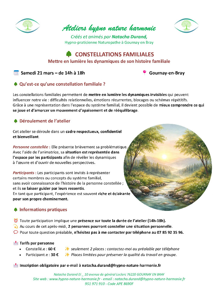 illustration Constellations familiales le 21 mars à Gournay en Bray