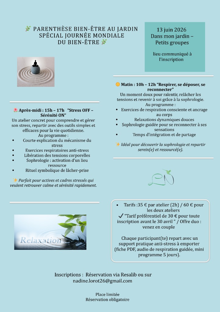 illustration Parenthèse Bien être au jardin "Spéciale journée mondiale du bien-être"