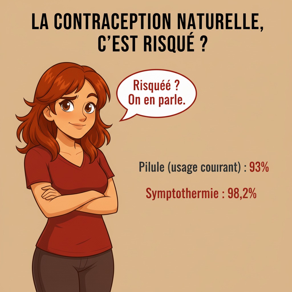 illustration Fiabilité pilule = 93%. Symptothermie = 98%. Pourtant on t'a dit que c'était une méthode risquée.