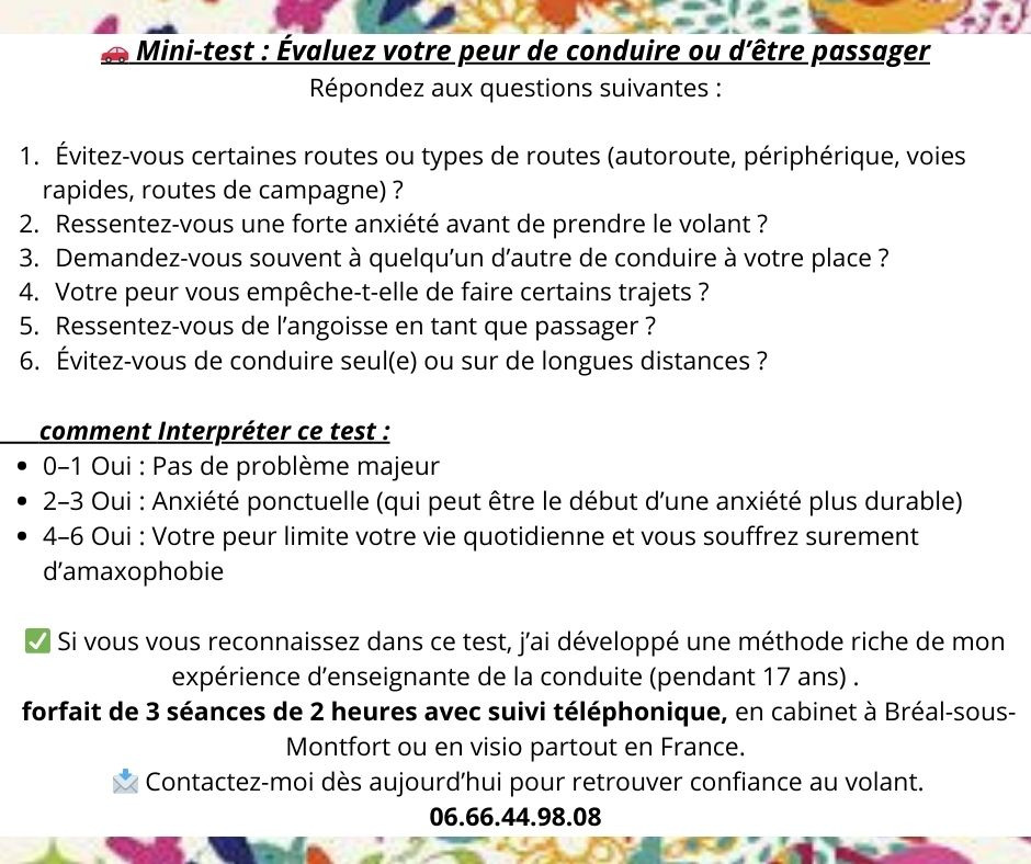 illustration petit test peur de conduire