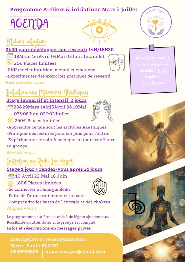 illustration Programme Ateliers Intuition et initiations Akashiques et Reïki niveau 1