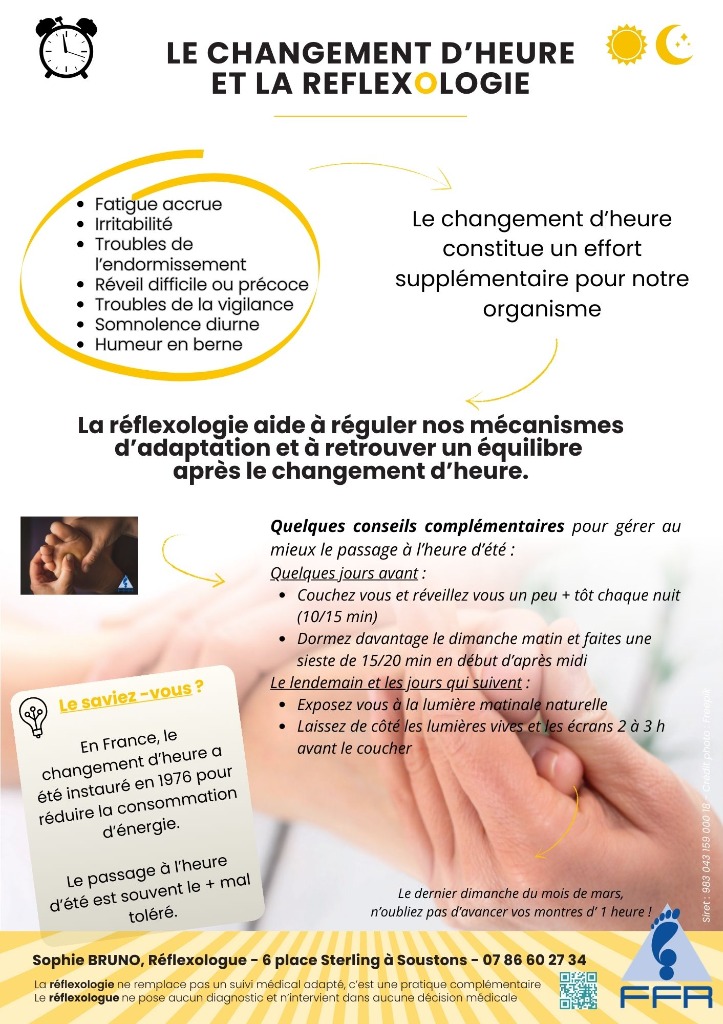 illustration Le changement d'heure et la Réflexologie