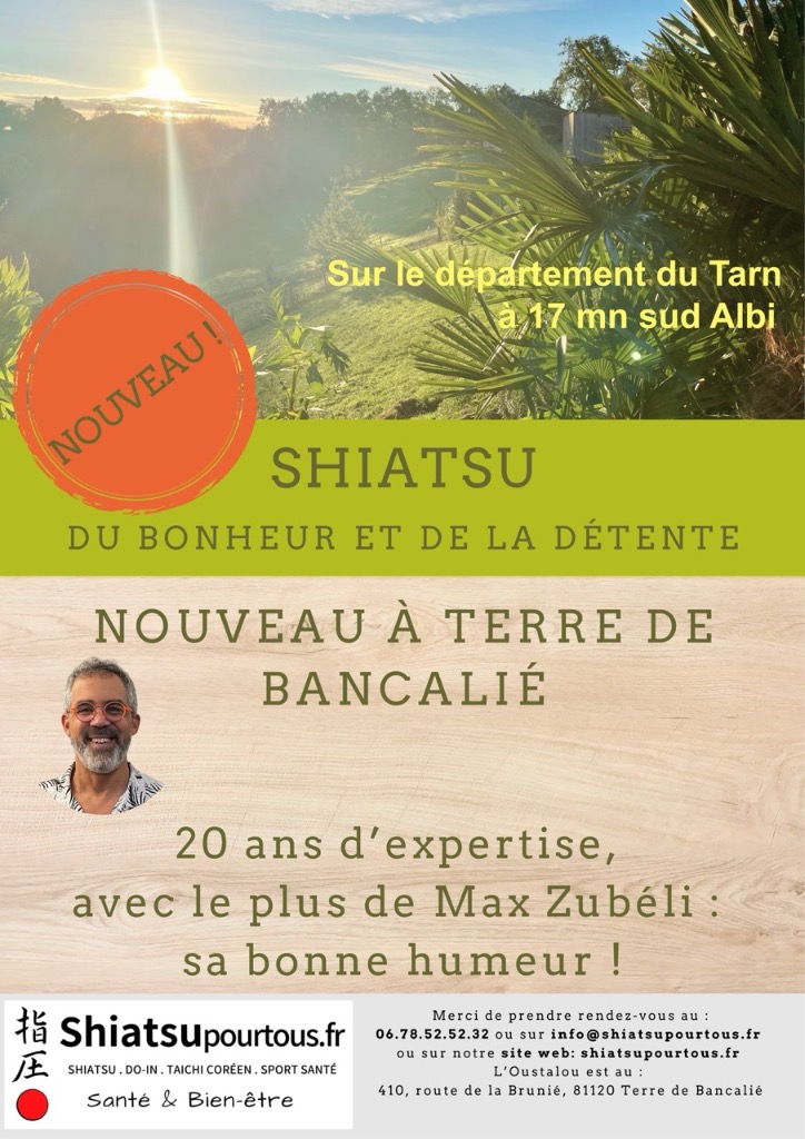 illustration Nouveau sur le Tarn à Terre de Bancalié avec un shiatsu détente rien que pour vous :)