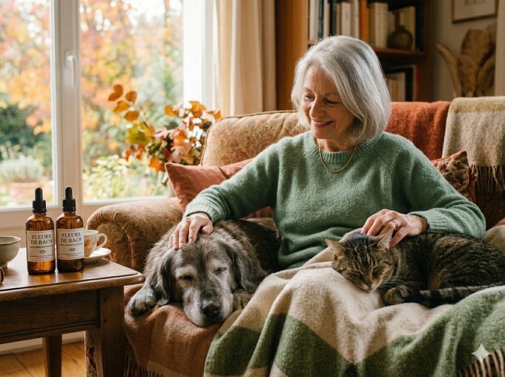 illustration Fleurs de Bach pour chien et chat âgé : apaiser le stress du vieillissement