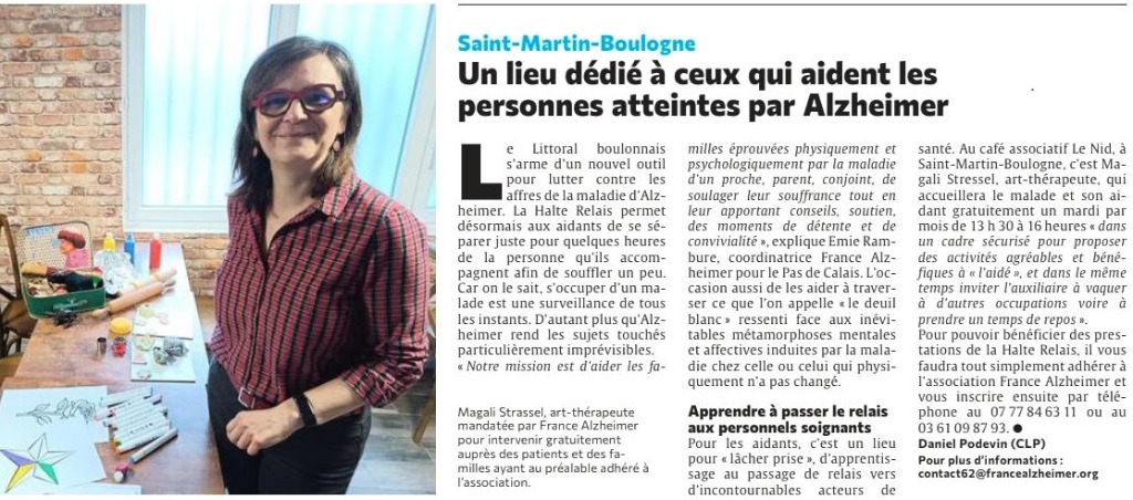 illustration Lancement d’une nouvelle Halte Relais Alzheimer dans le Boulonnais (62), portée par France Alzheimer et maladies apparentées Pas-de-Calais