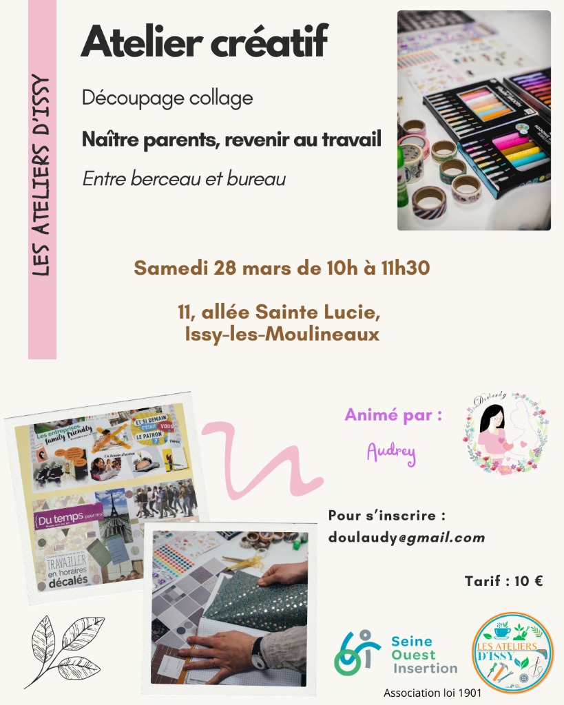 illustration Atelier créatif : naitre parents, revenir au travail