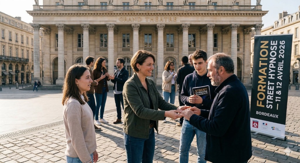 illustration Formation aux techniques d'hypnose rapide avec Street Hypnose Bordeaux 11 et 12 Avril 2026