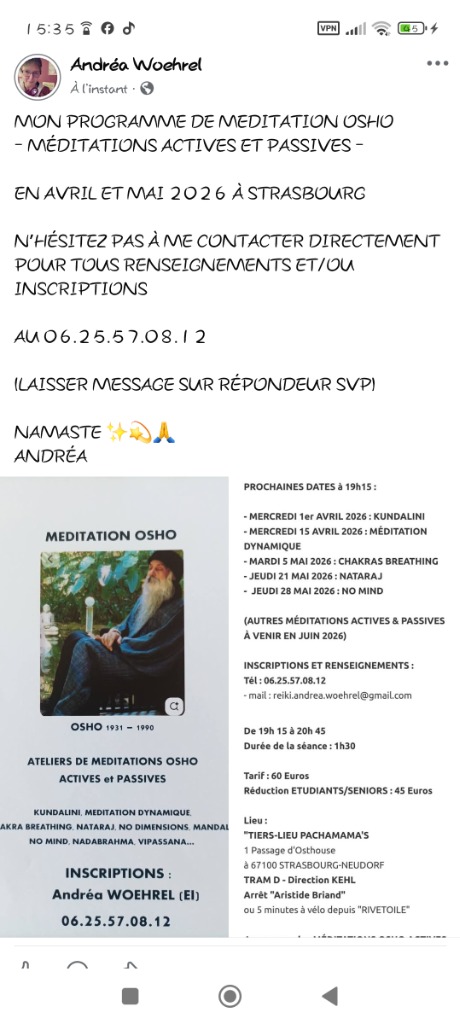 illustration MÉDITATION OSHO : MÉDITATIONS ACTIVES ET PASSIVES - PROGRAMME AVRIL & MAI 2026