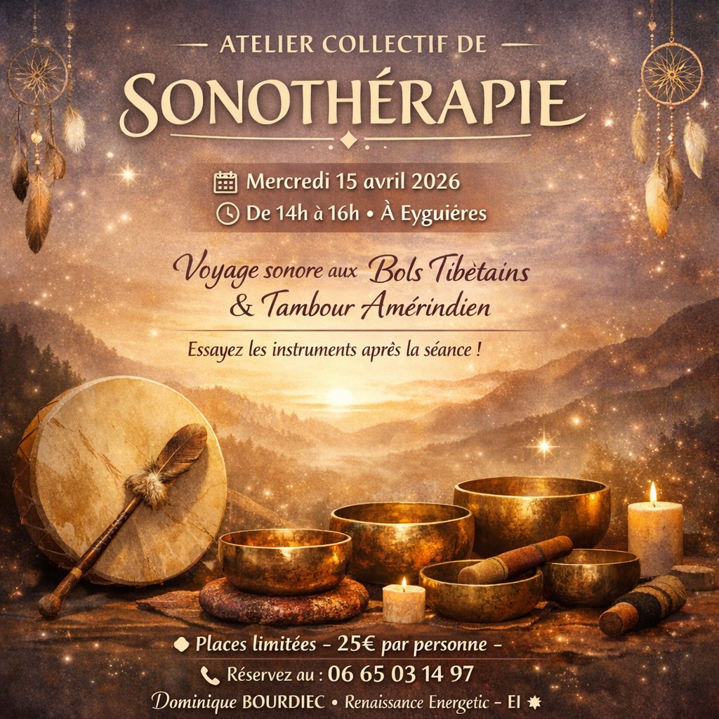 illustration Voyage sonore aux bols tibétains et tambours amérindiens