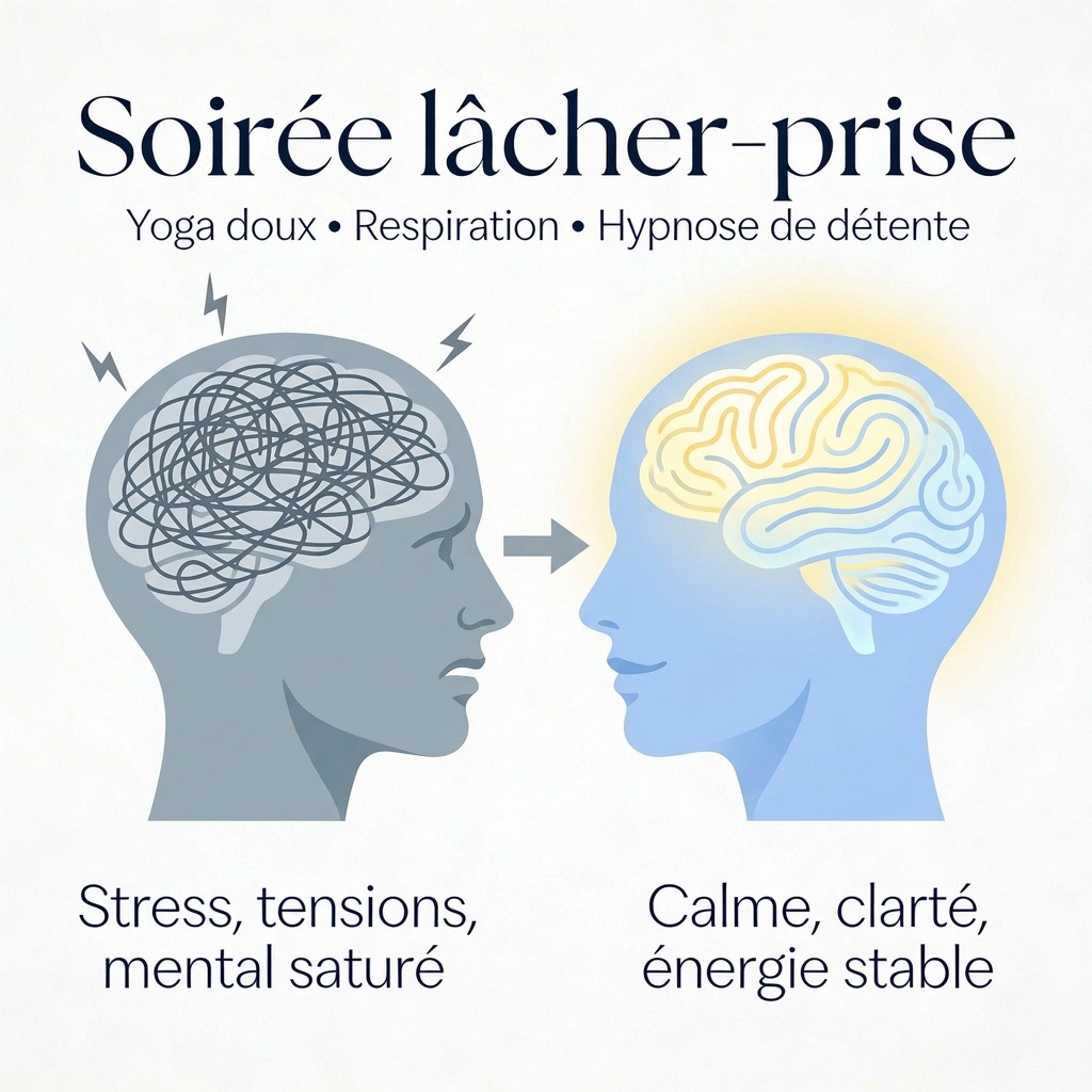 illustration Soirée Lâcher-Prise – Yoga, Respiration & Hypnose | Thonon-les-Bains