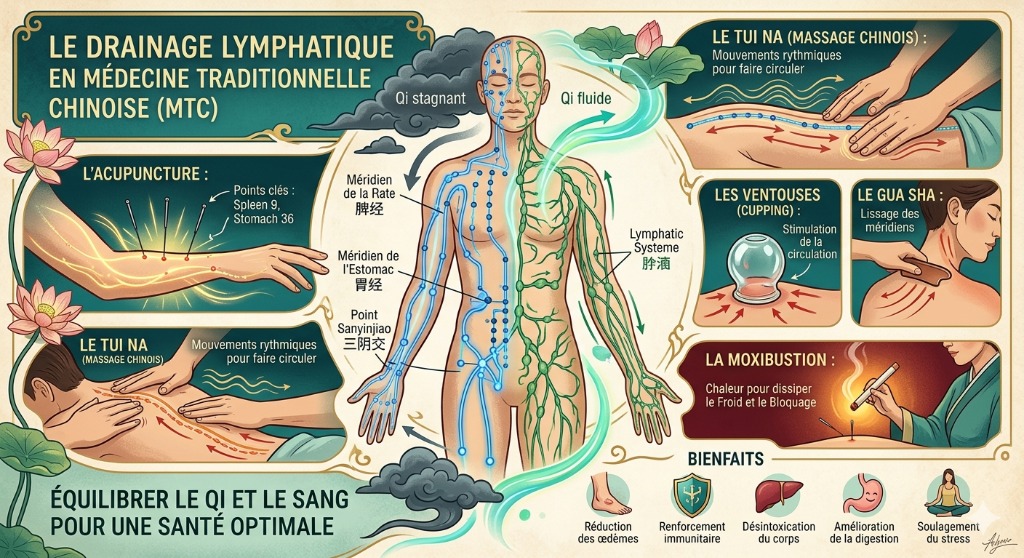 illustration Massage du système lymphatique