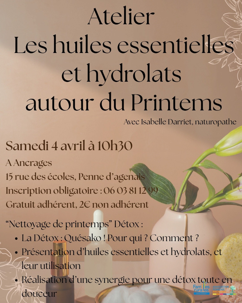 illustration Atelier huiles essentielles autour du printemps