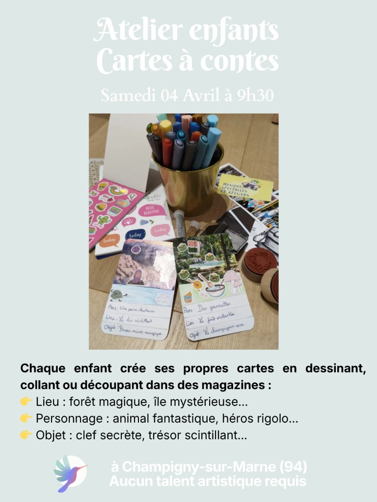 illustration Atelier enfants « Crée tes cartes à contes » le 04/04/2026