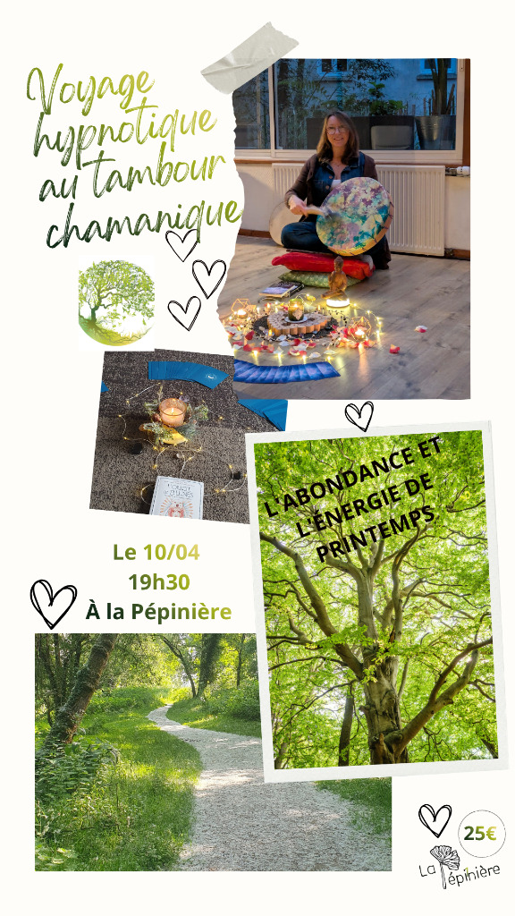 illustration Voyage Hypnotique au tambour chamanique et chant intuitif - L'énergie d'abondance du printemps