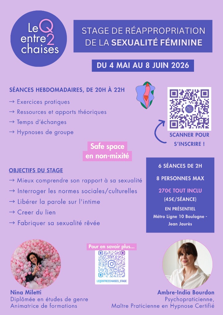 illustration Le Q entre 2 chaises - Stage de réappropriation de la sexualité féminine