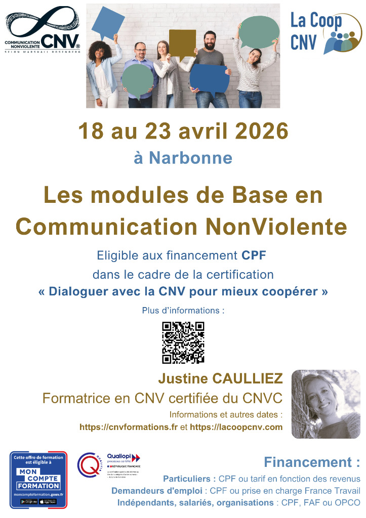 illustration Les bases de la Communication NonViolente - 18 au 24 avril 2026 - Narbonne
