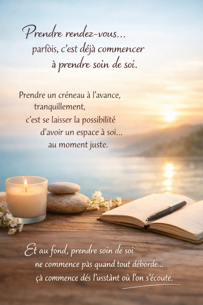 illustration Prendre rendez-vous… parfois, c’est déjà commencer à prendre soin de soi.
