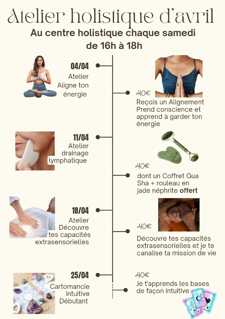illustration Atelier du centre holistique en avril de 16h à 18h