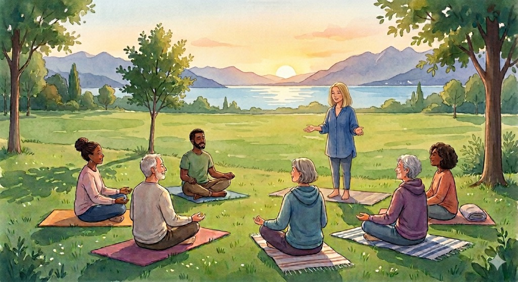 illustration 🌿 Sophro, lac & coucher de soleil 🌅